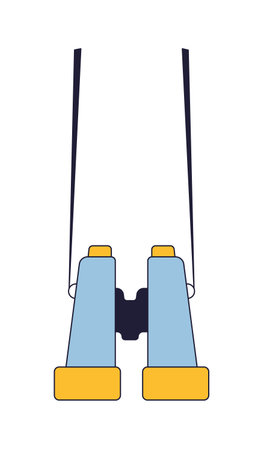 Binoculars flat line color isolated vector object. Optical instrument. Editable clip art image on white background. Simple outline cartoon spot illustration for web designのイラスト素材