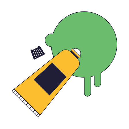 Acrylic paint spot flat line color isolated vector object. Oil paints in tube. Editable clip art image on white background. Simple outline cartoon spot illustration for web designのイラスト素材