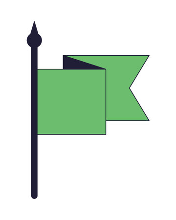 Flag waving flat line color isolated vector object. Editable clip art image on white background. Simple outline cartoon spot illustration for web designのイラスト素材