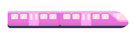 Modern high speed train semi flat color vector object. Railway wagon. subway train. rail transport. Editable cartoon clip art icon on white background. Simple spot illustration for web graphic designのイラスト素材