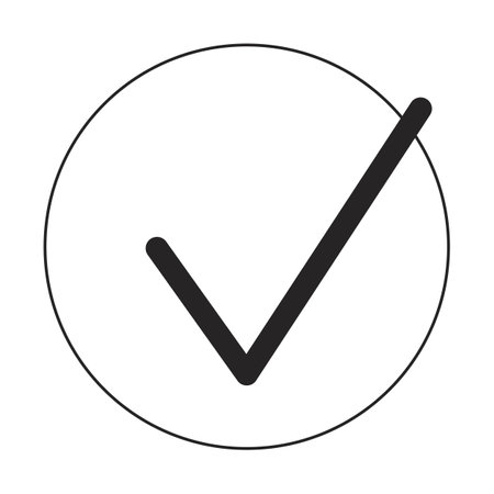 Bullet point check mark flat monochrome isolated vector object. Completed. Editable black and white line art drawing. Simple outline spot illustration for web graphic designのイラスト素材