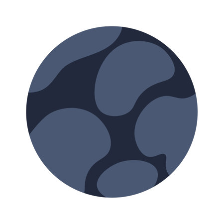 Charcoal spotted planet sphere 2D cartoon object. Cosmic exoplanet isolated vector item white background. Charcoal-dark orb. Planetary exploration. Fantasy surface color flat spot illustrationのイラスト素材