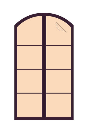 8 pane window frame 2D linear cartoon object. Contemporary structure isolated line vector item white background. Reconstruction building. Residential construction site color flat spot illustrationのイラスト素材