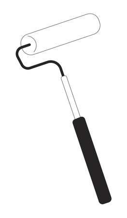 Restoration paint roller black and white 2D line cartoon object. Home decorator tool isolated vector outline item. Reconstruction building. Construction site monochromatic flat spot illustrationのイラスト素材