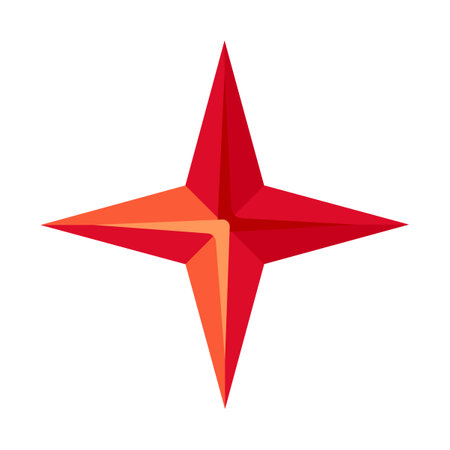 Four pointed star twinkle 2D cartoon object. Sparkle decoration isolated vector item white background. Xmas Christmas shine. Burst star. Magical starry shape color flat spot illustrationのイラスト素材