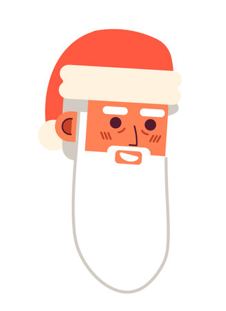 Santa Claus 2D vector avatar illustration. Father Christmas. Saint Nicholas cartoon character face portrait. Winter spirit. Father xmas flat color user profile image isolated on white backgroundのイラスト素材