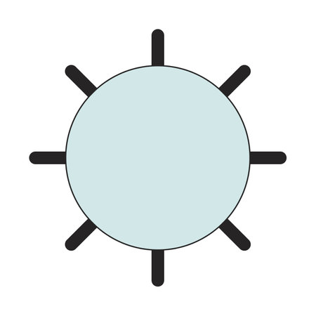 Viral contagious microorganism 2D linear cartoon object. Virus microscopic isolated line vector element white background. Microbiology disease. Influenza outbreak color flat spot illustrationのイラスト素材