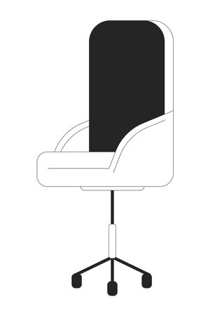 Empty office chair black and white 2D line cartoon object. Corporate furniture isolated vector outline item. Workplace. Furniture conference room. Workspace seat monochromatic flat spot illustrationのイラスト素材