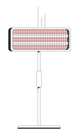 Infrared electric heater black and white 2D line cartoon object. Heat appliance isolated vector outline item. Radiator. Room temperature. Winter warmth equipment monochromatic flat spot illustrationのイラスト素材