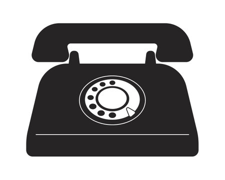 Rotary dial telephone old-fashioned black and white 2D line cartoon object. Vintage phone receiver isolated vector outline item. Classic telecommunication monochromatic flat spot illustrationのイラスト素材