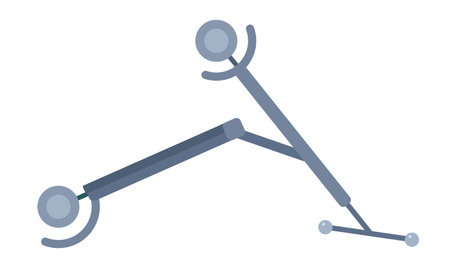 Broken scooter upturned upside down 2D cartoon object. Accident vehicle two wheeled. Crushed electric scooter isolated vector item white background. Damaged transport color flat spot illustrationのイラスト素材