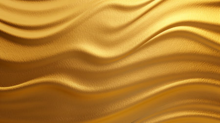 Golden orange fabric ai generated metal pattern. Sophisticated metallic texture abstract background design. Ripples silk textile. Luxurious premium aesthetic backdrop textured wallpaper patternedの素材