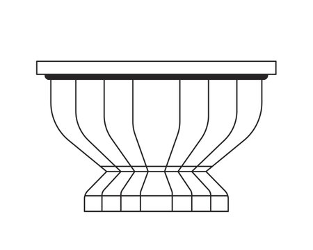 Elegant ceramic planter black and white 2D line cartoon object. Flowerpot empty isolated vector outline item. Botanical aesthetics. Vintage pot for indoor plants monochromatic flat spot illustrationのイラスト素材