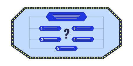 Quiz show display with question choices 2D cartoon object. Trivia competition screen isolated element flat vector clipart on white background. Intellect challenge options answer. Spot illustrationのイラスト素材