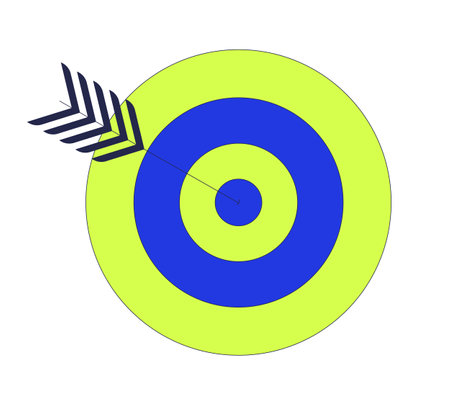 Reach goal dartboard target shooting 2D cartoon object. Focus aim strategy. Accuracy challenge....