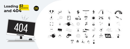 404 error cozy lifestyle outline illustrations mega bundle. Diverse people taking break 2D linear...