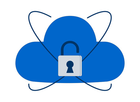 Unlocked cloud security 2D cartoon object. Open padlock privacy. Digital access. Cloud vulnerability. Secure tech environment isolated element flat vector clip art on white. Spot illustrationのイラスト素材