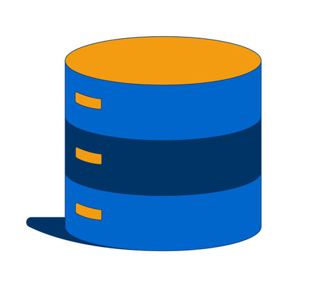 Database data storage 2D cartoon object. Tech cylinder backup. Layered server architecture. Information technology. Cylindrical unit isolated element flat vector clip art on white. Spot illustrationのイラスト素材