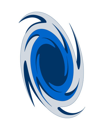Digital swirl abstract vortex symbol 2D cartoon object. Cyber whirlpool spiral. Energy flow. Chaotic process. Twist whirl isolated element flat vector clip art on white. Spot illustrationのイラスト素材
