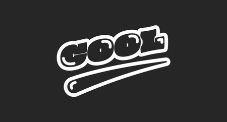 Cool retro black outline social media phrase. Casual expression of approval, positive reaction. Teen communication. Rounded bubble letters with swoosh. Vintage sports, varsity typography. Oi font usedのイラスト素材