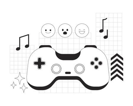 Gaming entertainment line onboarding ui illustration. Gamepad joy. Gamification. Game controller...