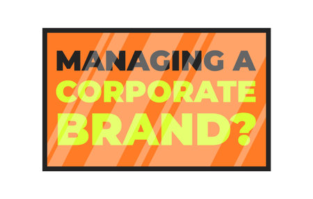 Poster asking about brand corporate management 2D cartoon object. Business marketing. Branding consultancy. Creative agency promotion isolated element flat vector clip art on white. Spot illustrationのイラスト素材