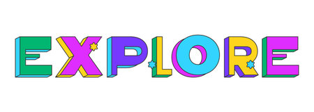 Generate playful 3D text design. AI content generation function. Creativity output. Create ideas prompt. Multicolor block letters. Retro funky style with stars. Pop culture. Montserrat font usedのイラスト素材