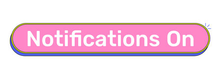 Notifications on rounded pink cartoon UI button. Active alert update. New content reminder. Instant...