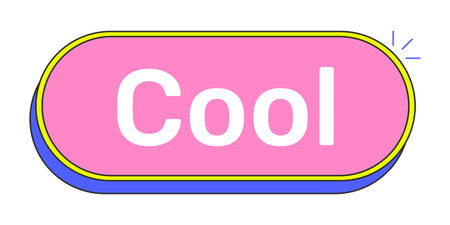 Cool rounded pink cartoon UI button. Approval reaction. Chill vibes. Relaxed positive response....