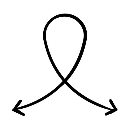 Smooth looping arrow ribbon-like shape hand-drawn sketch graphic element. Two symmetrical...