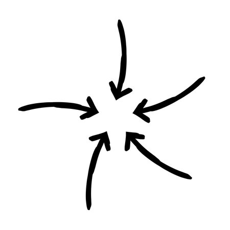 All options one conclusion arrows hand-drawn sketch graphic element. Converging center. Focus...