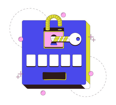 Enter verification code modern onboarding illustration. Access confirmation. Lock key. 5 digit entry field. Password input. Web design UI. Flat vector concept. Mobile app intro. Minimal UX sceneのイラスト素材