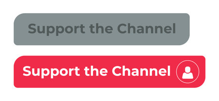 Support channel flat social media web button set. Encourage audience contribution. Creator help...