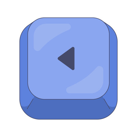 Left arrow key modern keyboard button. Backward navigation. Leftward cursor shift. Rounded keycap...