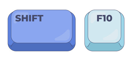 Shift F10 computer keyboard shortcut. Context menu. Alternative to right mouse click. Accessibility tool. Hotkey combo buttons for PC and laptop. Fast software efficiency. Flat vector illustrationのイラスト素材