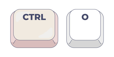 Ctrl O letter computer keyboard shortcut. Open file. Document access. System command. Data...