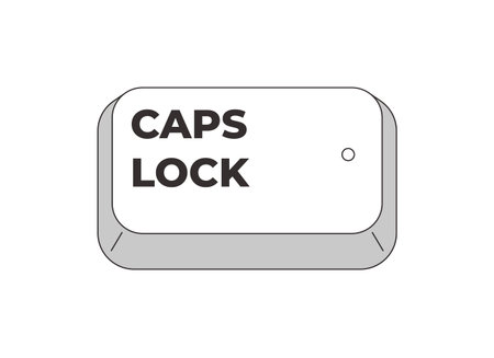 Caps Lock toggle grayscale computer keyboard key. Uppercase typing mode. System indicator. Minimal...