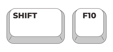 Shift F10 grayscale keyboard hotkey. Context menu. Alternative to right mouse click. Accessibility tool. Minimal shortcut keys. Monochrome combination buttons for productivity. Vector illustrationのイラスト素材