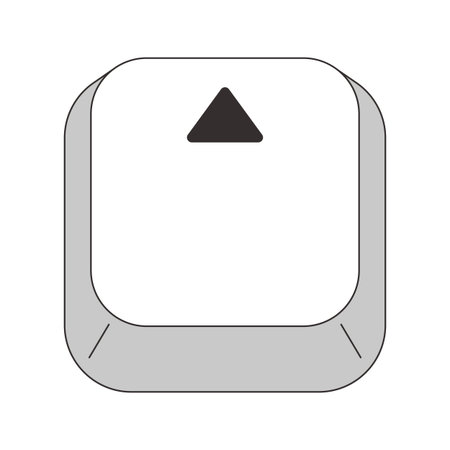 Up arrow key grayscale computer keyboard. Upward navigation movement. Scrolling action. Minimal...