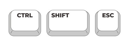 Ctrl Shift Esc grayscale keyboard hotkey. Task manager tool. System monitoring. Performance check....