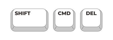 Shift CMD Delete grayscale keyboard hotkey. Empty trash. System cleanup. File removal. Deleted items...