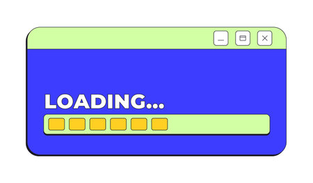 Loading bar process neo brutalism pop-up UI window. System progress status. Data processing...
