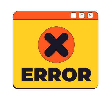 Error notification neo brutalism pop-up UI window. System failure. Unsuccessful operation. Wrong...