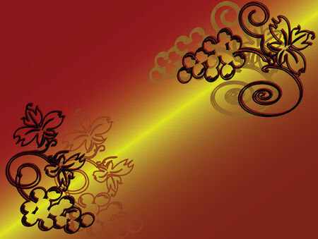 Red floral background with grapesのイラスト素材