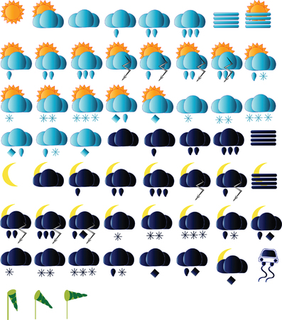 Weather icons for all seasons, day and nightのイラスト素材