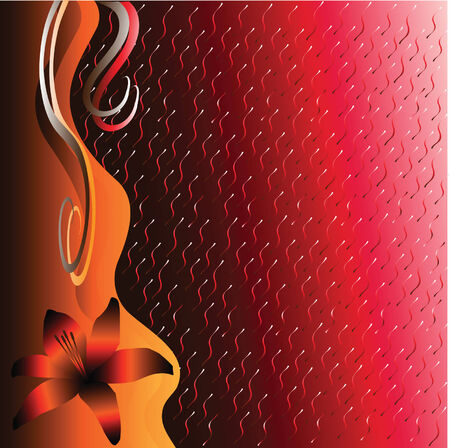 A floral square background in orange and red tonesのイラスト素材