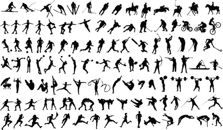 Set of vector silhouettes of people in sportsのイラスト素材