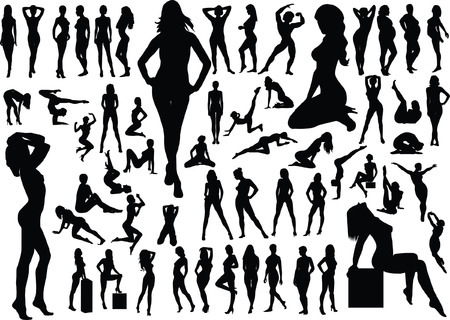 Collection of naked women silhouettes. Vector illustration のイラスト素材