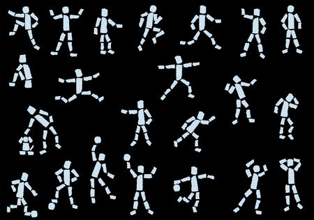 active people made of checked paper のイラスト素材