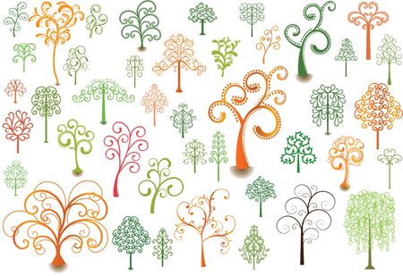 Set of stylized trees for design.のイラスト素材
